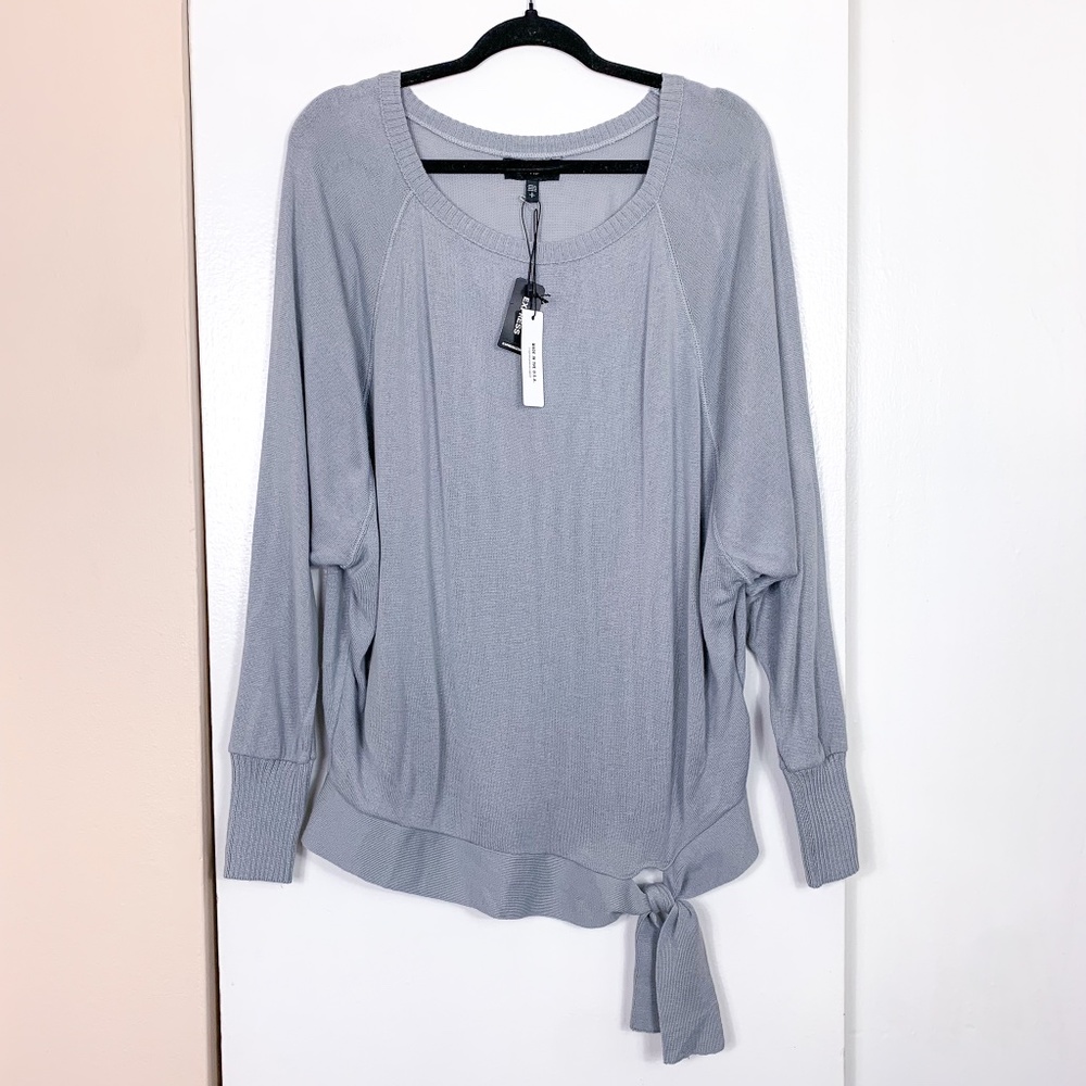 Express Gray Knot Waist Crew Neck Sweater